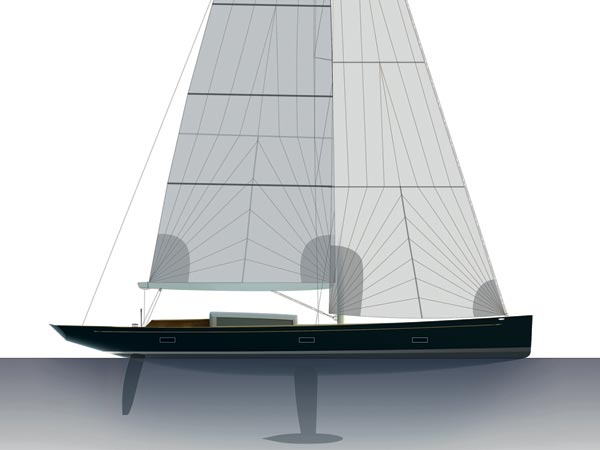 De ‘Tulip’ van K&M is een klassiek gelijnde zeilvoerende sloep van 88 voet (26,6 x 6,1 m).