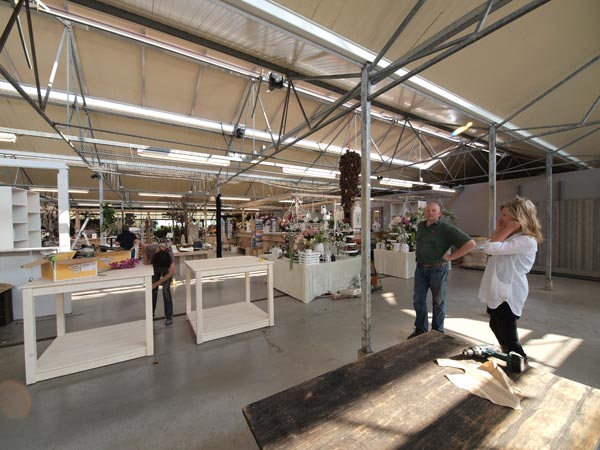 Een impressie van het tuincentrum in aanbouw.