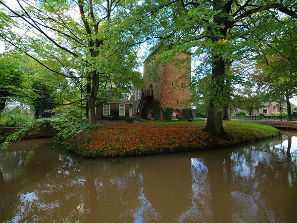 De enige overgebleven stins met daarachter een state, de Schierstins in Feanwâlden (Veenwouden).